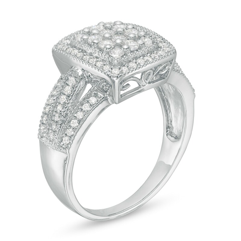 0.50 CT. T.W. Composite Diamond Rectangular Frame Ring in 10K White Gold|Peoples Jewellers