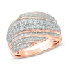 1.00 CT. T.W. Diamond Layered Wave Band in 10K Rose Gold