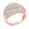 1.00 CT. T.W. Diamond Layered Wave Band in 10K Rose Gold