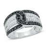 1.00 CT. T.W. Enhanced Black and White Diamond Knot Ring in Sterling Silver