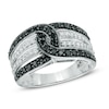 Thumbnail Image 0 of 1.00 CT. T.W. Enhanced Black and White Diamond Knot Ring in Sterling Silver