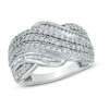 Thumbnail Image 1 of 1.00 CT. T.W. Diamond Layered Wave Band in 10K White Gold