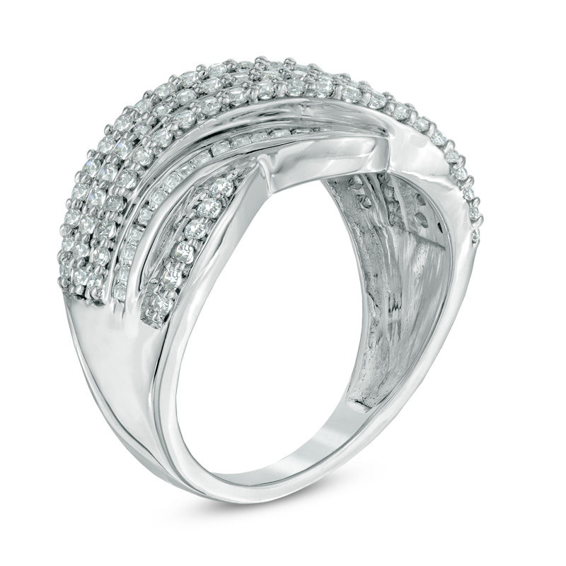 Main Image 2 of 1.00 CT. T.W. Diamond Layered Wave Band in 10K White Gold