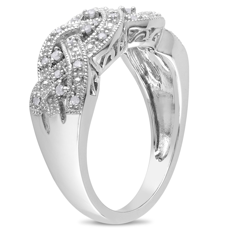 Main Image 2 of 0.13 CT. T.W. Diamond Braid Band in Sterling Silver