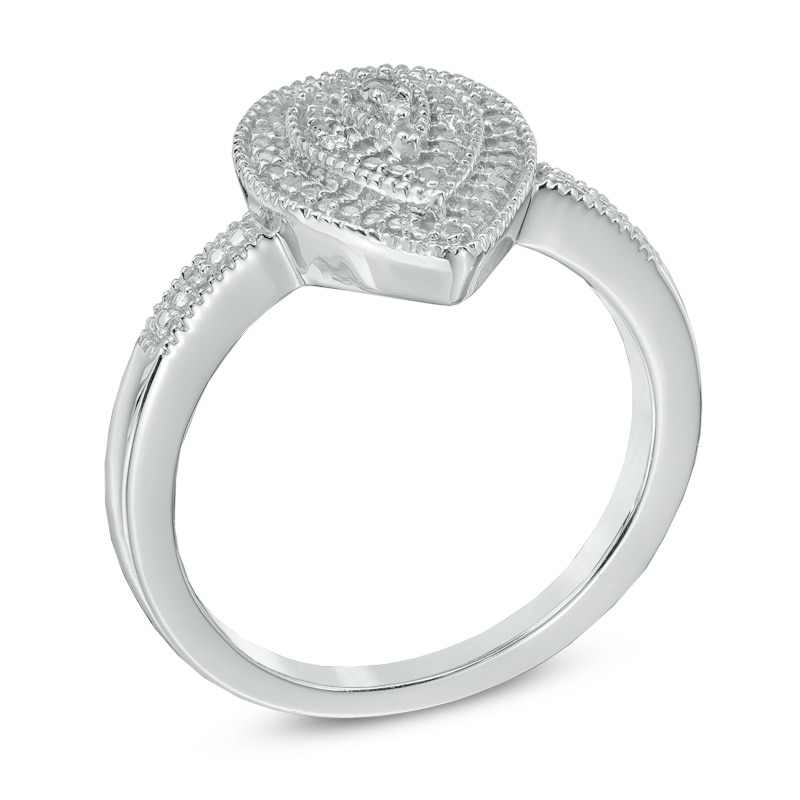 Main Image 2 of Diamond Accent Vintage-Style Pear-Shaped Ring in Sterling Silver