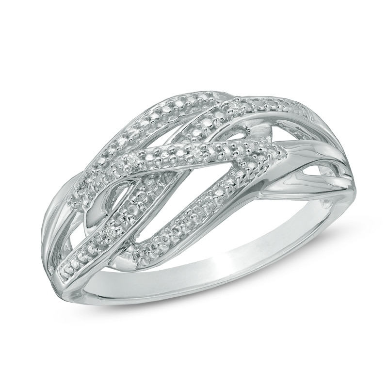 Diamond Accent Layered Loose Knot Ring in Sterling Silver|Peoples Jewellers