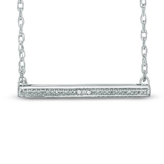 Diamond Accent Sideways Bar Necklace in Sterling Silver - 17"