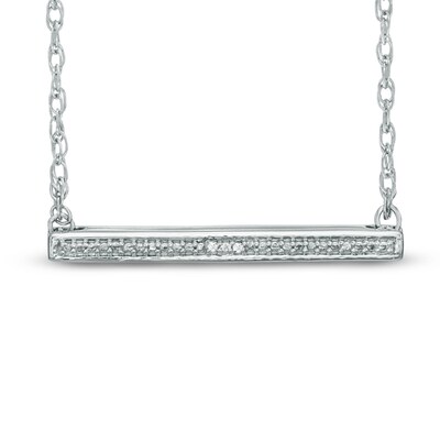 Diamond Accent Sideways Bar Necklace in Sterling Silver - 17"