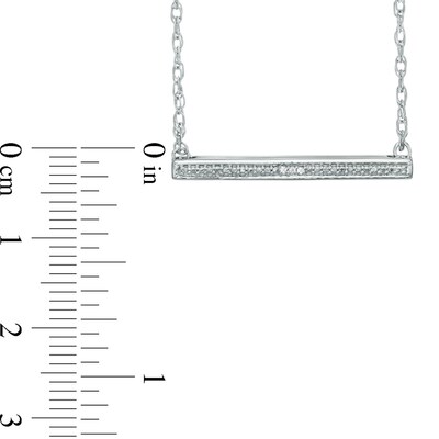 Diamond Accent Sideways Bar Necklace in Sterling Silver - 17"