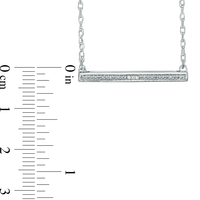 Main Image 2 of Diamond Accent Sideways Bar Necklace in Sterling Silver - 17"