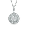Diamond Accent Beaded Frame Medallion Pendant in Sterling Silver