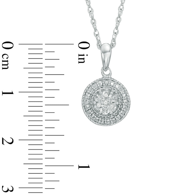 Diamond Accent Beaded Frame Medallion Pendant in Sterling Silver