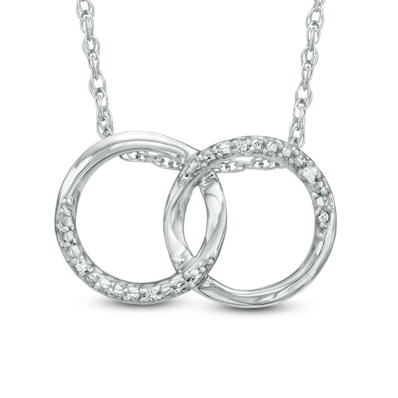 Diamond Accent Interlocking Circles Necklace in Sterling Silver - 17"|Peoples Jewellers