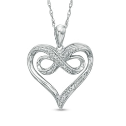 Diamond Accent Heart with Infinity Pendant in Sterling Silver
