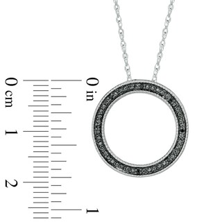 Black Diamond Accent Circle Pendant in Sterling Silver