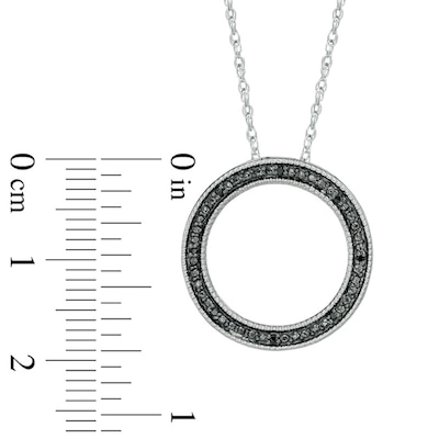 Black Diamond Accent Circle Pendant in Sterling Silver
