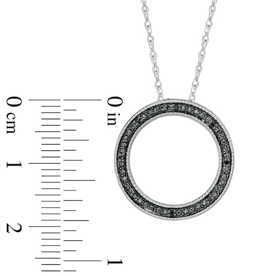 Black Diamond Accent Circle Pendant in Sterling Silver