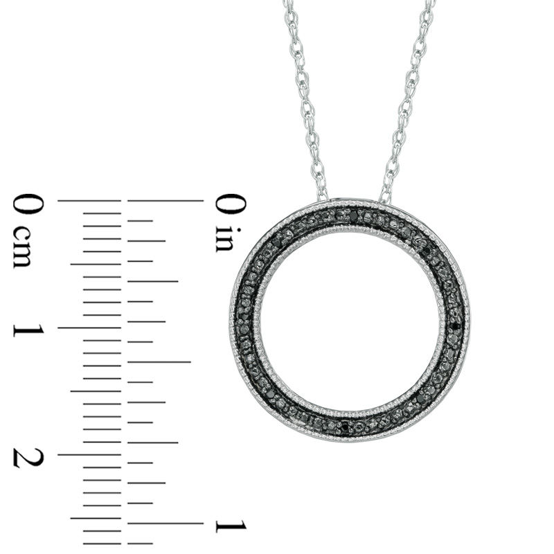 Black Diamond Accent Circle Pendant in Sterling Silver