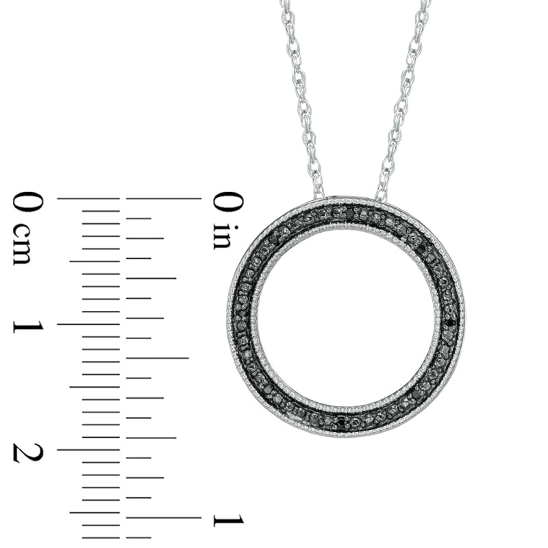 Main Image 2 of Black Diamond Accent Circle Pendant in Sterling Silver