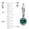 Thumbnail Image 2 of 6.0mm Lab-Created Emerald and 0.09 CT. T.W. Diamond Frame Drop Earrings in 10K White Gold