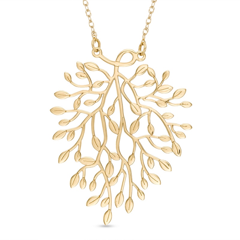 Tree Leaf Necklace in 10K Gold