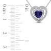 Thumbnail Image 1 of 6.0mm Heart-Shaped Lab-Created Blue Sapphire and 0.20 CT. T.W. Diamond Double Frame Pendant in 10K White Gold - 17"