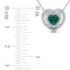 Thumbnail Image 1 of 6.0mm Heart-Shaped Lab-Created Emerald and 0.20 CT. T.W. Diamond Double Frame Pendant in 10K White Gold - 17"