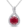 Thumbnail Image 0 of 7.0mm Lab-Created Ruby and 0.22 CT. T.W. Diamond Twist Pendant in 10K White Gold - 17"