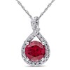 7.0mm Lab-Created Ruby and 0.22 CT. T.W. Diamond Twist Pendant in 10K White Gold - 17"