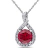 Thumbnail Image 0 of 7.0mm Lab-Created Ruby and 0.22 CT. T.W. Diamond Twist Pendant in 10K White Gold - 17"