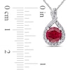 Thumbnail Image 1 of 7.0mm Lab-Created Ruby and 0.22 CT. T.W. Diamond Twist Pendant in 10K White Gold - 17"