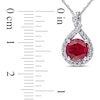7.0mm Lab-Created Ruby and 0.22 CT. T.W. Diamond Twist Pendant in 10K White Gold - 17"