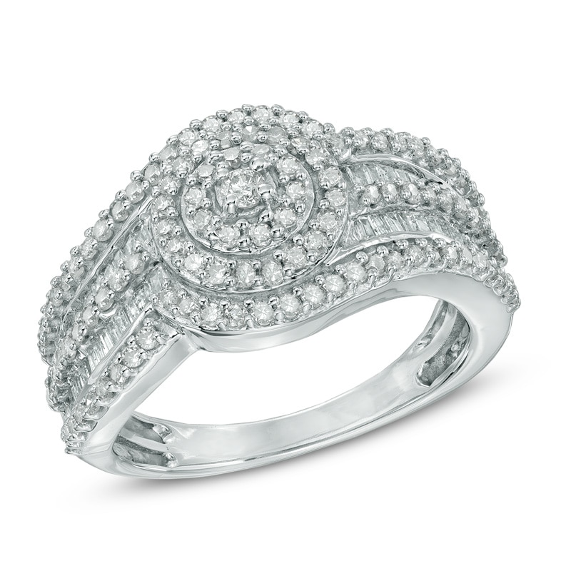 1.00 CT. T.W. Diamond Layered Frame Ring in 10K White Gold