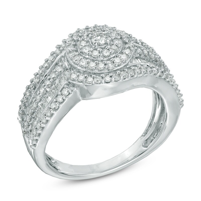 1.00 CT. T.W. Diamond Layered Frame Ring in 10K White Gold