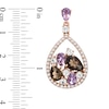 Thumbnail Image 2 of Rose de France Amethyst, Smoky Quartz and White Topaz Drop Earrings in Sterling Silver with 14K Rose Gold Plate