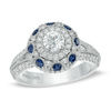 Thumbnail Image 0 of Vera Wang Love Collection 1.17 CT. T.W. Diamond and Blue Sapphire Frame Ring in 14K White Gold