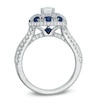 Thumbnail Image 2 of Vera Wang Love Collection 1.17 CT. T.W. Diamond and Blue Sapphire Frame Ring in 14K White Gold