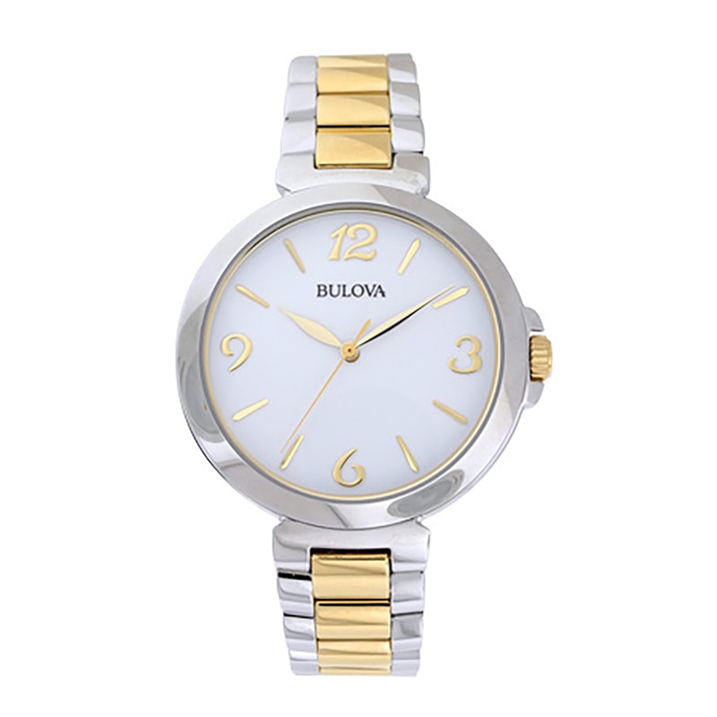 Ladies' Bulova Two-Tone Watch with White Dial (Model: 96P144)|Peoples Jewellers