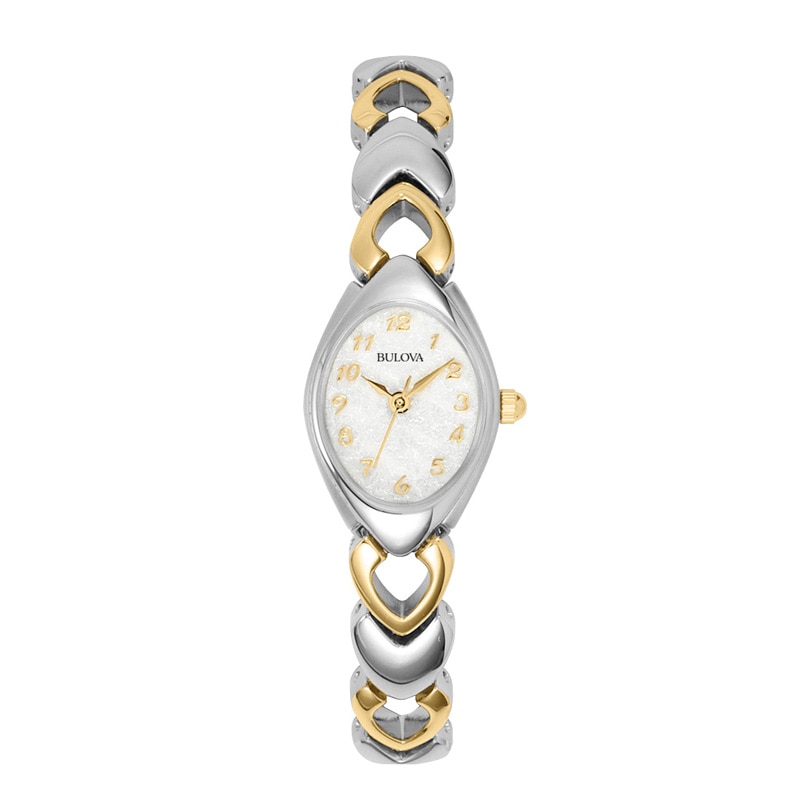 Main Image 1 of Ladies' Bulova Classic Two-Tone Bangle Watch with Oval White Dial (Model: 98V02)