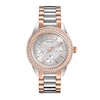 Ladies' Bulova Crystal Accent Two-Tone Watch with Silver-Tone Dial (Model: 98N100)