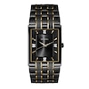 Men's Bulova Diamond Accent Two-Tone Watch with Rectangular Black Dial (Model: 98D004)