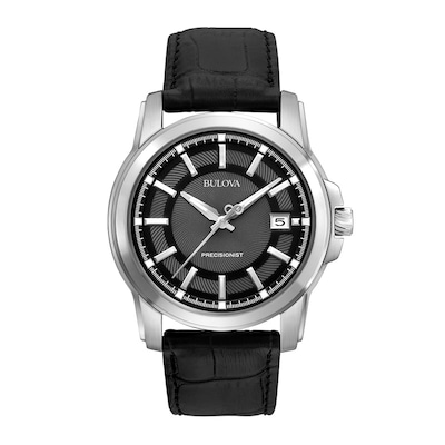 Men's Bulova Precisionist Strap Watch with Black Dial (Model: 96B158)