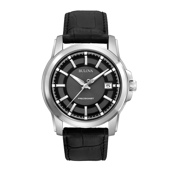 Men's Bulova Precisionist Strap Watch with Black Dial (Model: 96B158)