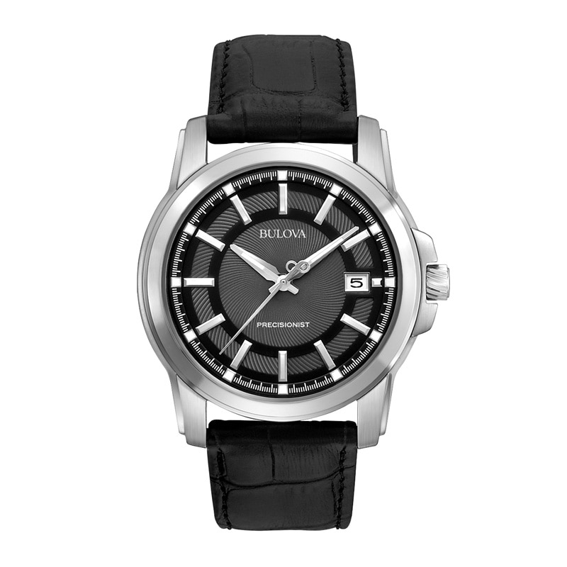 Men's Bulova Precisionist Strap Watch with Black Dial (Model: 96B158)|Peoples Jewellers