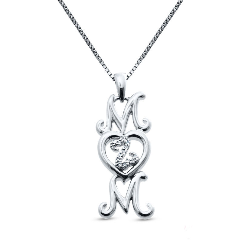 Open Hearts Family by Jane Seymour™ Linear "MOM" Pendant in Sterling Silver