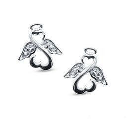 Open Hearts By Jane Seymour Collections Peoples Jewellers Open Hearts By Jane Seymour Diamond Accent Wings And Halo Stud Earrings In Sterling Silver