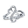 Thumbnail Image 1 of Open Hearts by Jane Seymour™ 0.04 CT. T.W. Diamond Ring in Sterling Silver