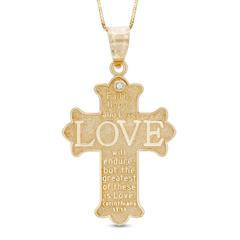 Diamond Accent "LOVE" Cross Pendant in 10K Gold|Peoples Jewellers