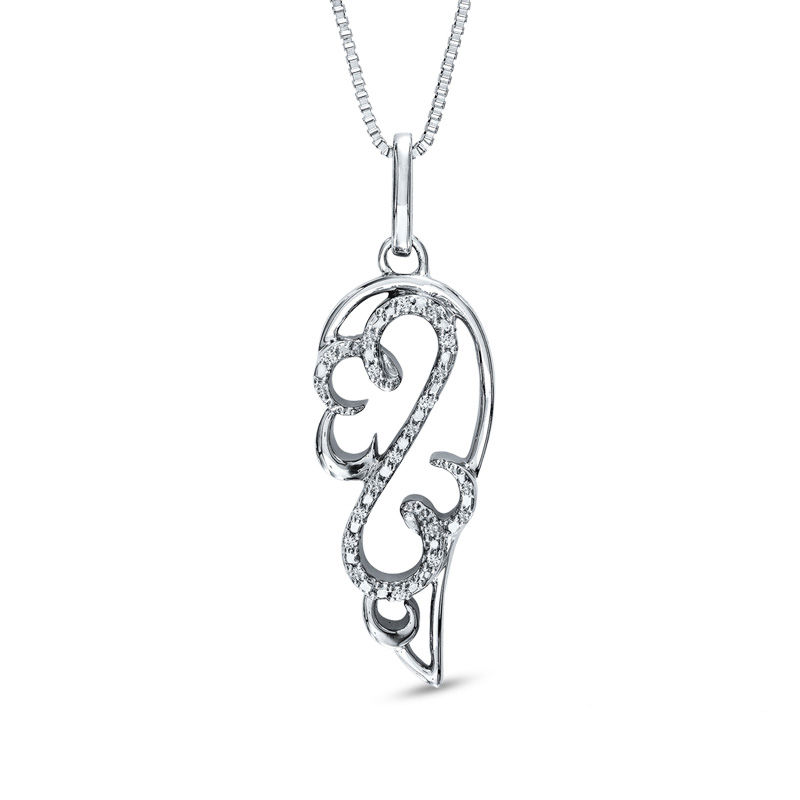 Open Hearts by Jane Seymour™ 0.04 CT. T.W. Diamond Single Wing Pendant in Sterling Silver|Peoples Jewellers