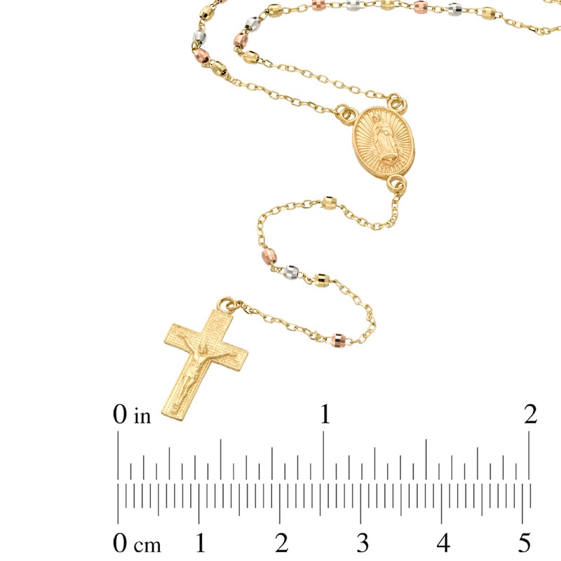 Main Image 2 of Rosary Necklace in 10K Tri-Tone Gold - 17"